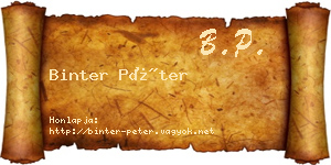 Binter Péter névjegykártya